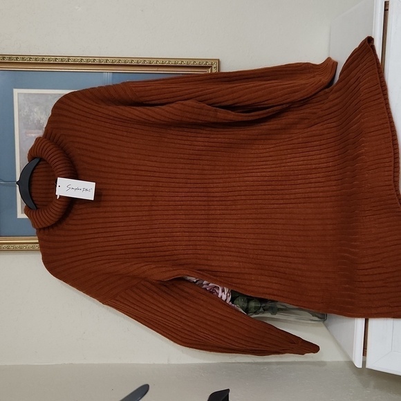 Chunky Knit Sweater Shirt Dress size 2XL Fall Cozy Winter Lagenlook brown - Picture 6 of 8